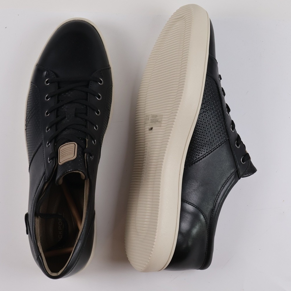 Rockport City Lites Colle Tie Sneaker Black Leather Perforated 14 M NEW $110